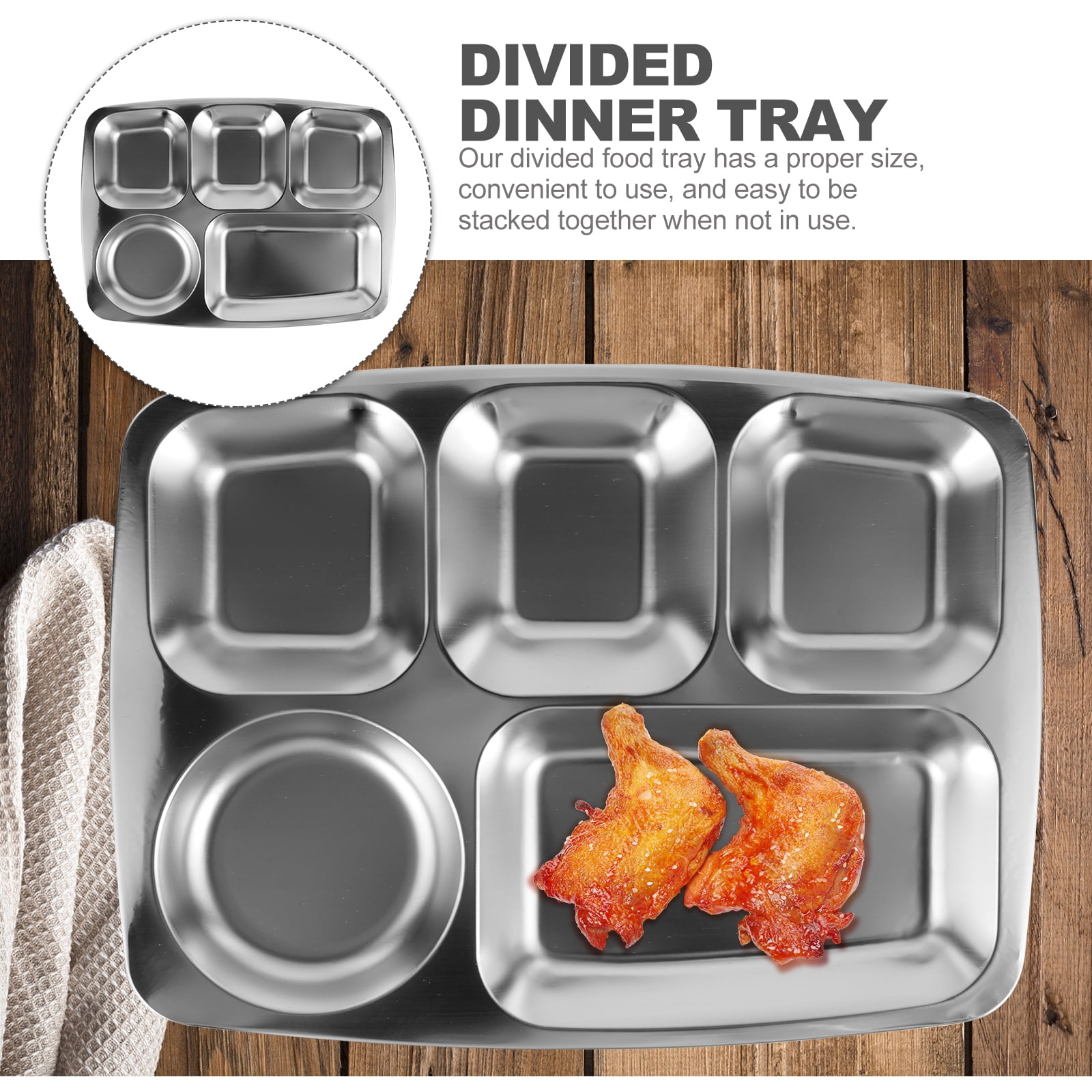 Stainless Steel Dinner Plate 2 Count Restaurant Food Tray