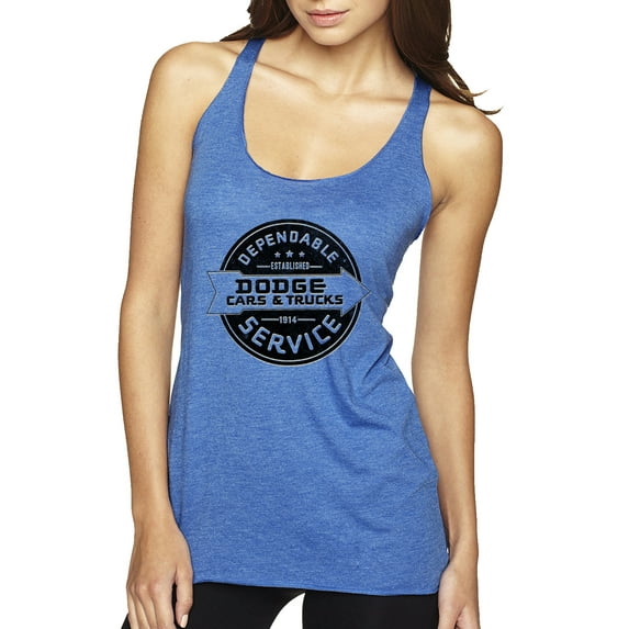 Dependanble Service of Dogde since 1914 | Womens Cars and Trucks Premium Tri-Blend Racerback Tank Top, Vintage Royal, X-Large