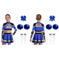 thumbnail image 6 of TiaoBug Kids Girls Cheerleading Outfit Sparkle Cheer Crop Top with Pleated Skirt & Flower Balls Socks Hairband Blue 10, 6 of 6