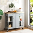 thumbnail image 3 of Gymax Kitchen Island Utility Cart Rolling Storage Trolley w/ Open Shelves & 2 Drawers, 3 of 10