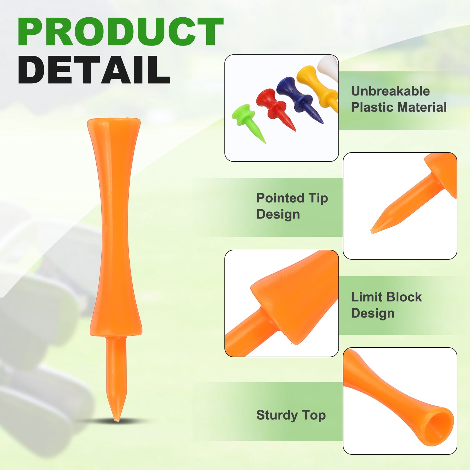 Uxcell Plastic Step Down Golf Tees, 2.8 Inch Unbreakable Plastic Golf Tees Bulk, 100 Pack & Orange - Fitting For(Practice/Outdoor/Golf Course/Competition/Leisure)