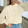 thumbnail image 7 of ClodeEU Cardigan Sweaters for Women, Long Sleeve Button Up Crewneck Crop Cardigan ,Sweater Cute Knitwear Clothes Beige,Womens Plus M, 7 of 7