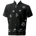 thumbnail image 4 of HAPPY BAY Men's Beach Summer Button Down Short Sleeve Untucked Solid Shirt With Pocket Oxford Casual Shirts for Men S Midnight, Embroidery Turtles, 4 of 4