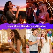 Bonaok Bluetooth Wireless Karaoke Microphone, Portable Handheld Karaoke Machine with LED Lights, Bluetooth Microphone Speaker Singing Gift for Kids Adults(Rose Gold)