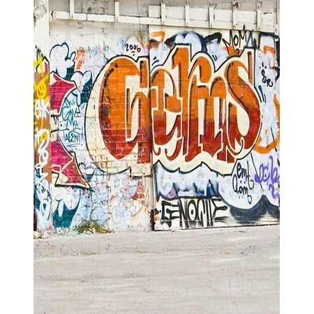Image of ABPHOTO Polyester Graffiti on the Wall Street Road 5x7ft Photography Backdrops