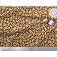 thumbnail image 3 of Soimoi Red Velvet Fabric Leaves Leaves Printed Craft Fabric by the Yard 58 Inch Wide, 3 of 3