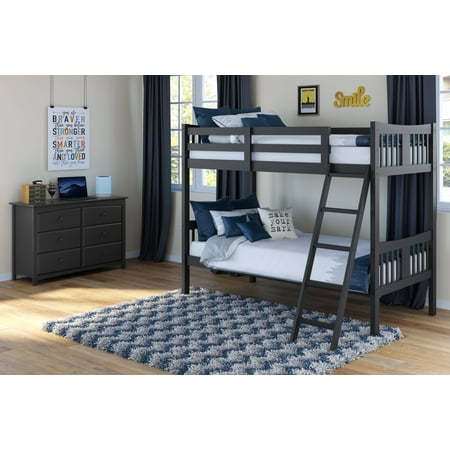 Storkcraft Caribou Twin Over Twin Solid Hardwood Bunk Bed Gray