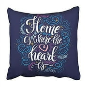 ARHOME Hand Lettering Calligraphic Quote 'Home Is Where the Heart Is' for Housewarming Pillowcase Cushion Cover 20x20 inch
