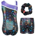 thumbnail image 7 of Gymnastics Leotards for Girls,Kids Glitter Stars Dance Unitards Biketards with Shorts,Y-Neck, 7 of 7