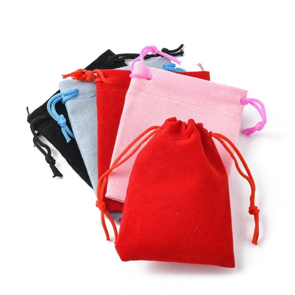 100 pc Velvet Cloth Drawstring Bags Jewelry Bags Christmas Party Wedding Candy Gift Bags Mixed color 7x5cm