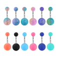thumbnail image 1 of 12Pcs Belly Button Rings Matte Colorful Navel Barbell Body Piercing Jewelry, 1 of 8