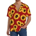 thumbnail image 3 of Disketp Men's Hawaiian Sunflowers Print Shirts Button Down Holiday Beach Shirts-3X-Large, 3 of 7