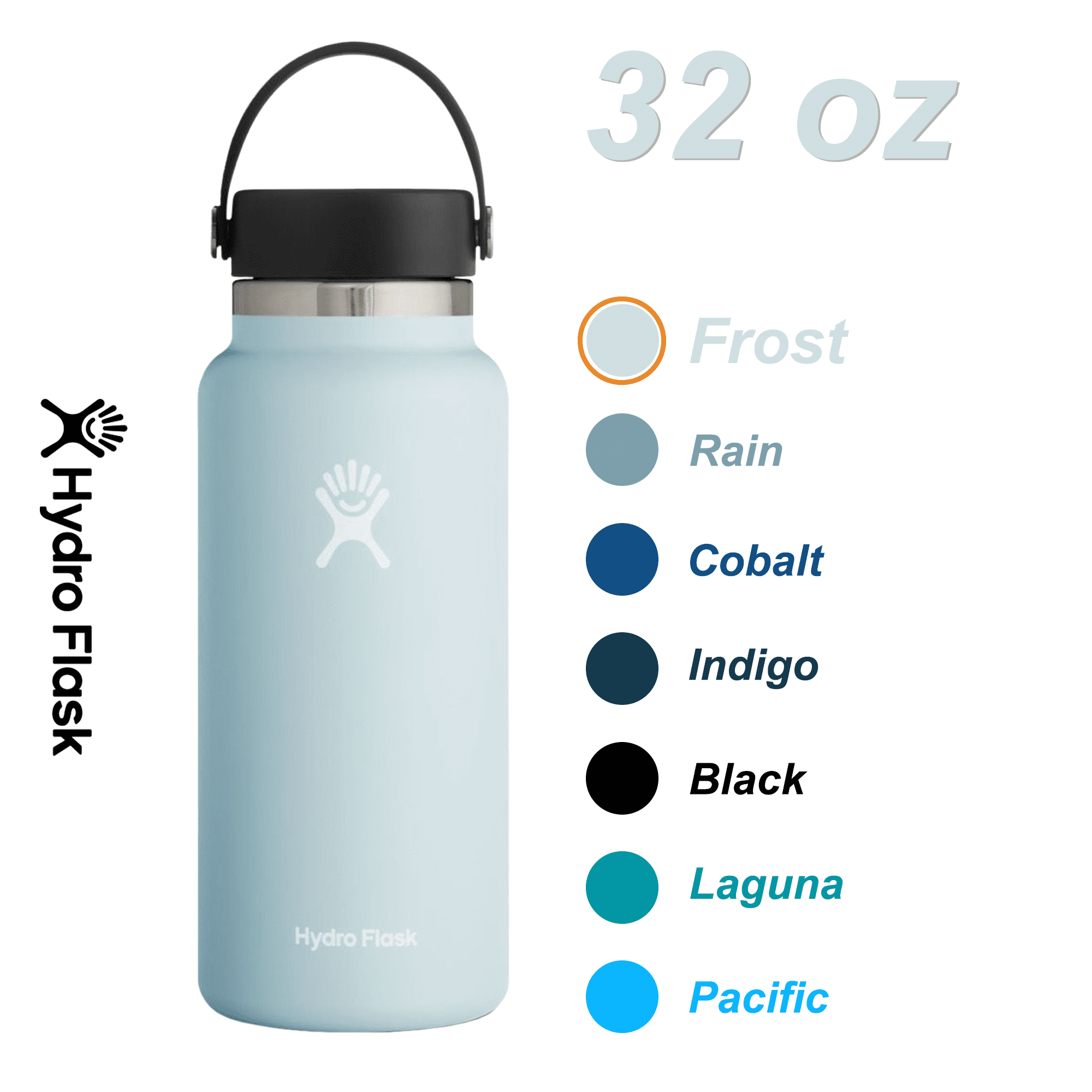 Hydro Flask 32oz Wide Mouth Water Bottle Stainless Steel & Insulated - Leak Proof Cap, White - Walmart.com