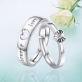 thumbnail image 2 of AYYUFE Unisex Hollow Heart Silver Plated Lovers Couple Open Band Ring Jewelry Silver Plated Alloy, Rhinestone Blue, 2 of 7