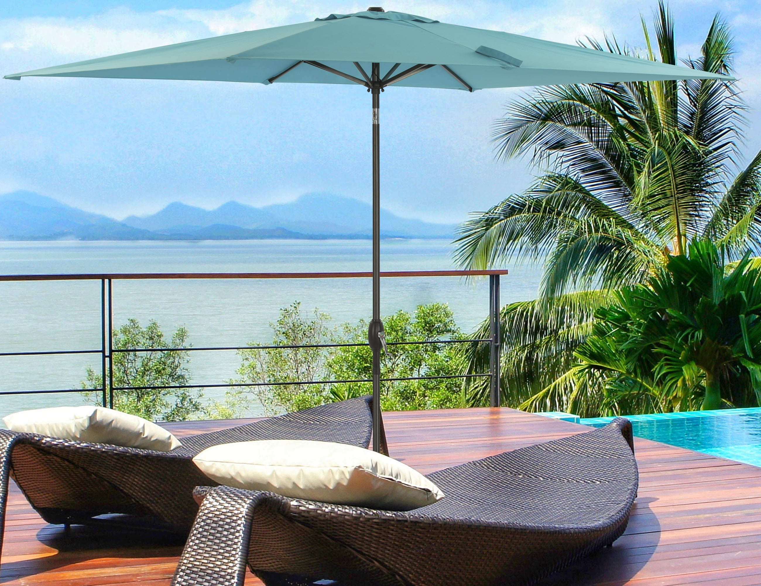 Cozyhom 10x 6.5ft Patio Umbrella,UV Protection Outdoor Parasol,Lake