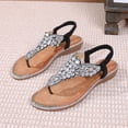 thumbnail image 4 of EKVAHL Women's Rhinestone Thong Flat Sandals T-Strap Fashion Sandals Ankle Strap Summer Sandals Summer Flat Flip Flops, 4 of 6
