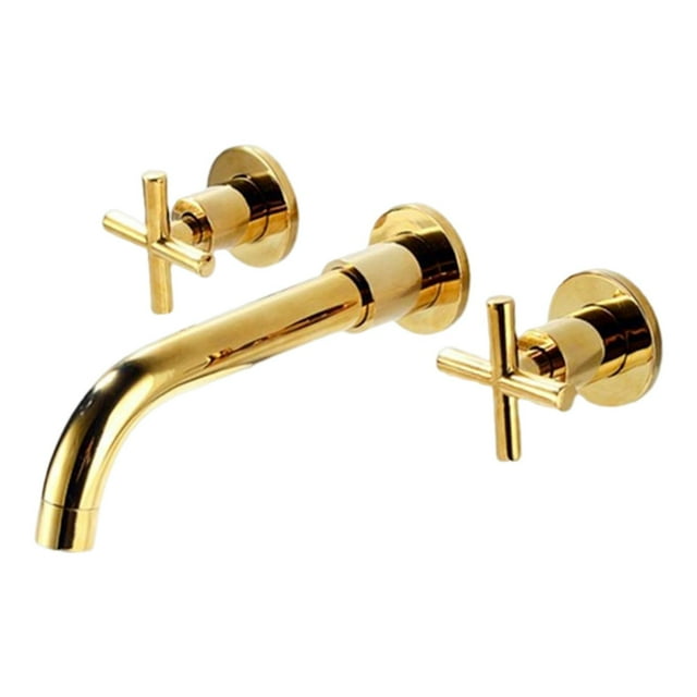 Grifo de baño, grifo, grifo de dos manijas para agua caliente y fría, fregadero de cocina para baño Oro