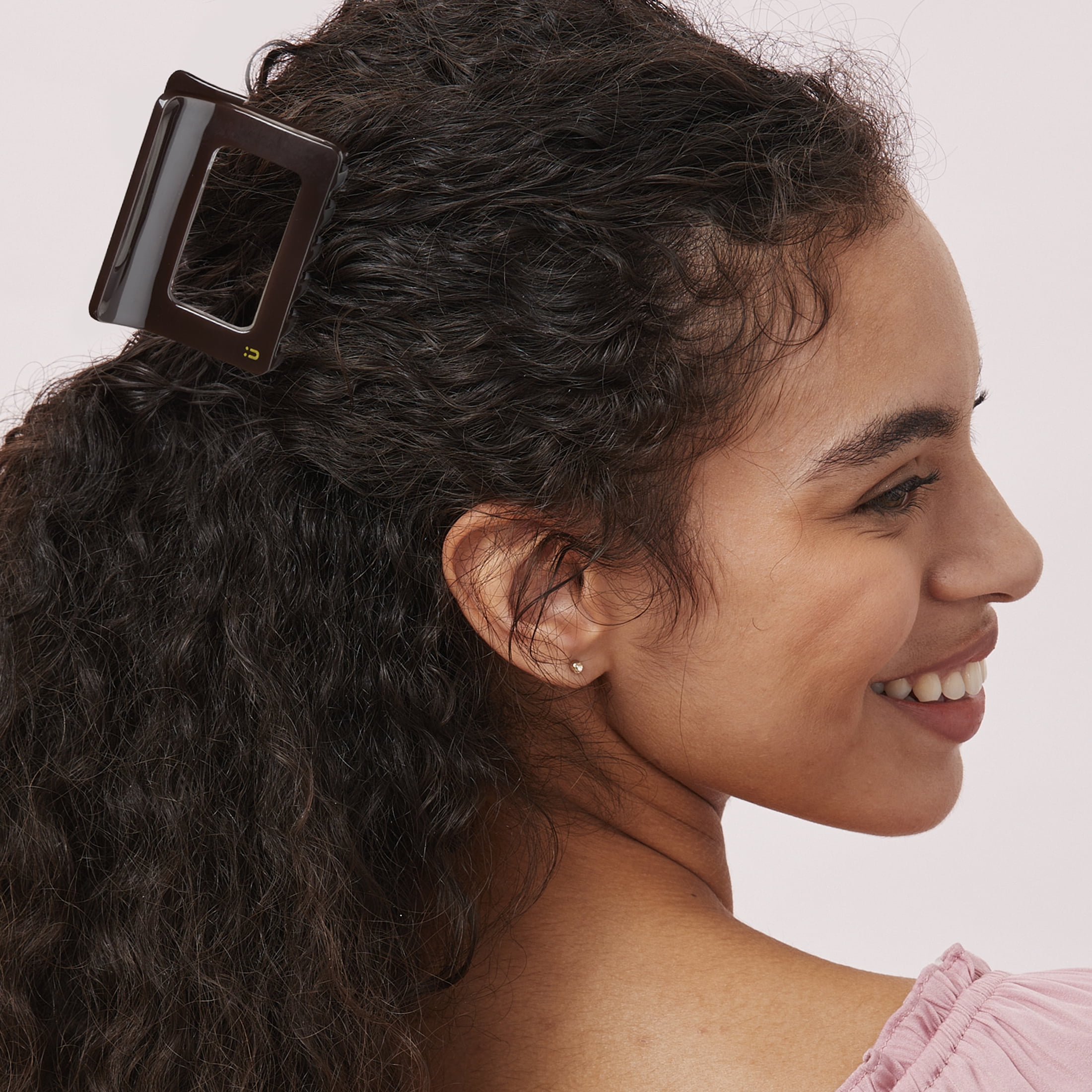 Scunci Luxe by Conair Modern Square Claw Clip, Espresso Brown, Open Rectangle Design, 1 Count