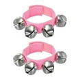 thumbnail image 1 of Jingle Bell Bracelets Ankle Wrist Bells Percussion Musical Instruments for Party Celebration Performance, Pink, 1 of 9