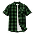 thumbnail image 4 of Kojanyu Men's Casual Plaid Hooded Half Button Pocket Short Sleeve Pullover Shirt – Polyester Cotton Blend Fashion Top for Daily Wear S-3XL, 4 of 6