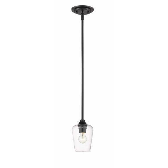 1 Light Mini Pendant in Shabby Chic Style 5.5 inches Wide By 7.5 inches High-Matte Black Finish Bailey Street Home 372-Bel-4314778