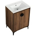 thumbnail image 5 of 24'' Single Sink Vanity in Brown Color | Bathroom Organization with 2 Doors | Engineered Wood Construction | Easy to Install and Clean, 5 of 6