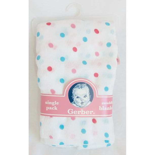 Gerber Swaddling Blanket Single Pack (Pink and Blue Dots) By Start