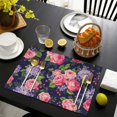 thumbnail image 4 of Pioneer Flower Floral Print Pattern Summer Placemats Table Placemats Set Of 4-Linen Kitchen Washable Placemats Table Mats 12x18 Inch Non-Slip Heat Resistant, 4 of 6