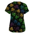 thumbnail image 4 of Women's St Patrick's Day Scrub Tops Short Sleeve V Neck Printed Workwear Top Shamrock Casual Uniform with Pocket 2026 Dark Green 5XL, 4 of 6