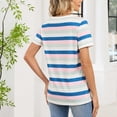 thumbnail image 5 of Otvok Women's Striped Print Short Sleeve Blouses Button V-Neck Pullover Casual Fashionable Top, 5 of 6