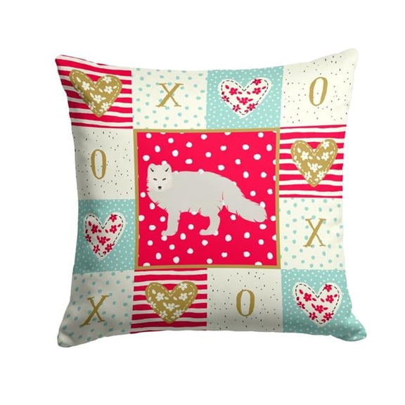 Caroline's Treasures CK5304PW1414 White Arctic Fox Love Fabric Decorative Pillow , 14Hx14W, multicolor