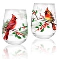 thumbnail image 5 of 1 Pcs Christmas Stemless Wine Glasses 17oz Red Cardinal Bird Berry Drinking Glasses Xmas Winter Tumbler Cups for Home Office Party Supplies, 5 of 9