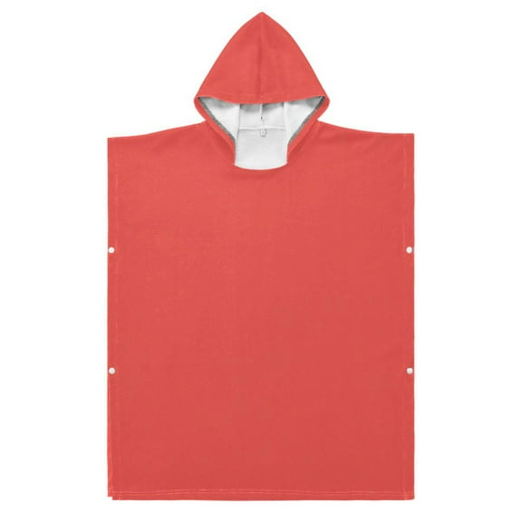Kid Hooded Beach Towel Bath Poncho Towels Soft Absorbent Quick Dry for Boy Girl Plain Red S