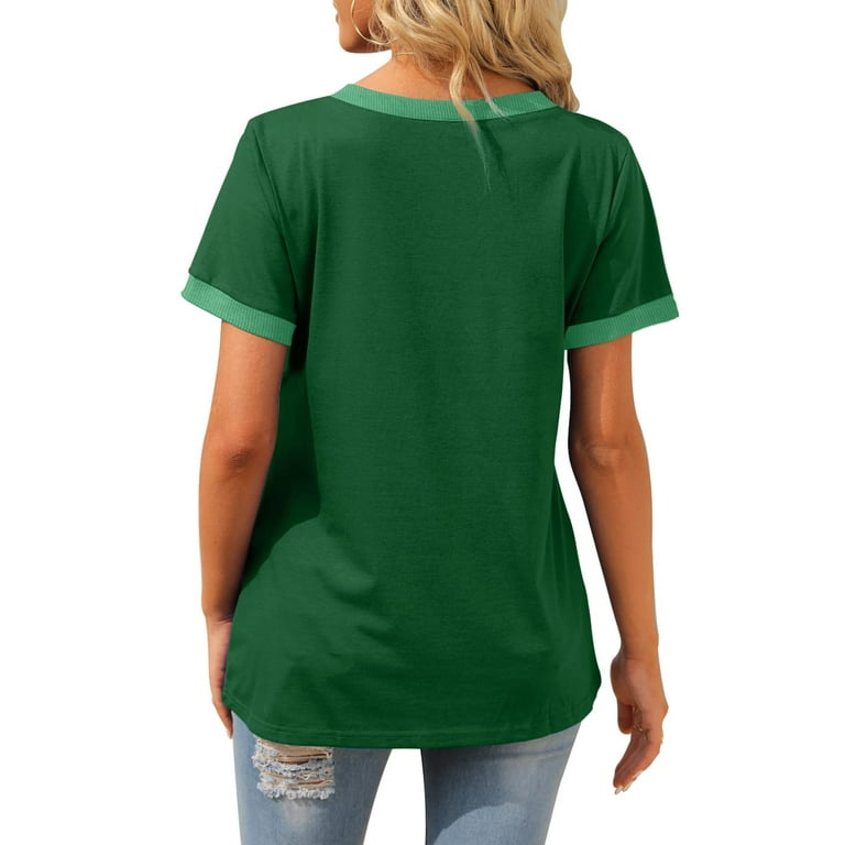 Sherosa Womens V Neck T Shirts Loose Fit Cotton Half Sleeves Summer Tops  Army Green S at  Women's Clothing store