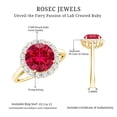 thumbnail image 5 of Rosec Jewels Certified Lab Grown Ruby Engagement Ring with Halo - Round Ruby Diamond Ring for Women (2 Carat, AAAA Quality), 14K Yellow Gold, US 6.50, 5 of 8