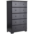 thumbnail image 1 of Pemberly Row Commode Contemporaine 5 Tiroirs en Bois de Pin Massif Noir, 1 of 7