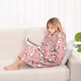 thumbnail image 4 of Pink Cow Heart Pattern Blanket Hoodies for Kids 6-13YR Oversize Wearable Blanket Hoodies for Boys Girls Teens, 4 of 7