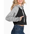 thumbnail image 2 of Doublju Women's Contrast Raglan Sleeve Crop Zip Up Hoodie With Kangaroo Pocket, 2 of 4