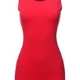 thumbnail image 4 of A2Y Women's Solid Fitted Classic Sleeveless Premium Cotton Midi Dress Ruby L, 4 of 5