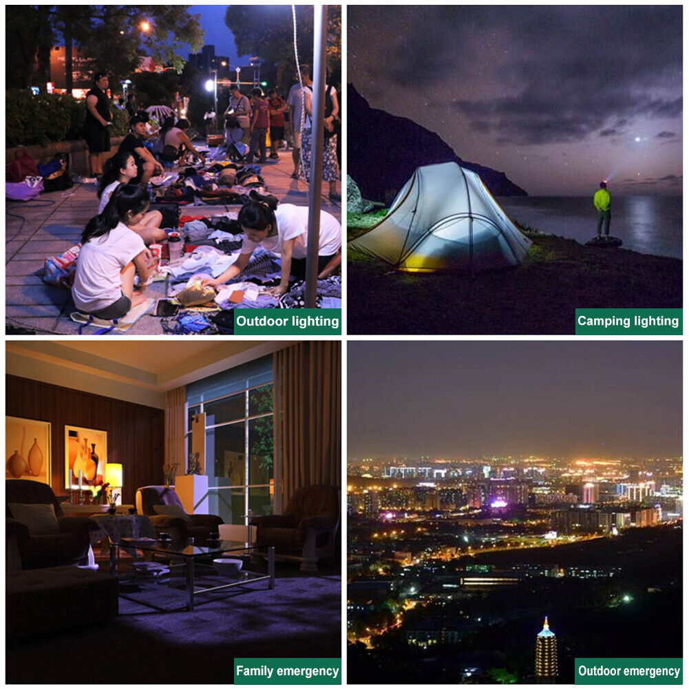 Emergency LED Light Rechargeable Tent Lamp Hiking Backpacking Night E27 Bulb Portable Cordless Hanging Lantern Lighting