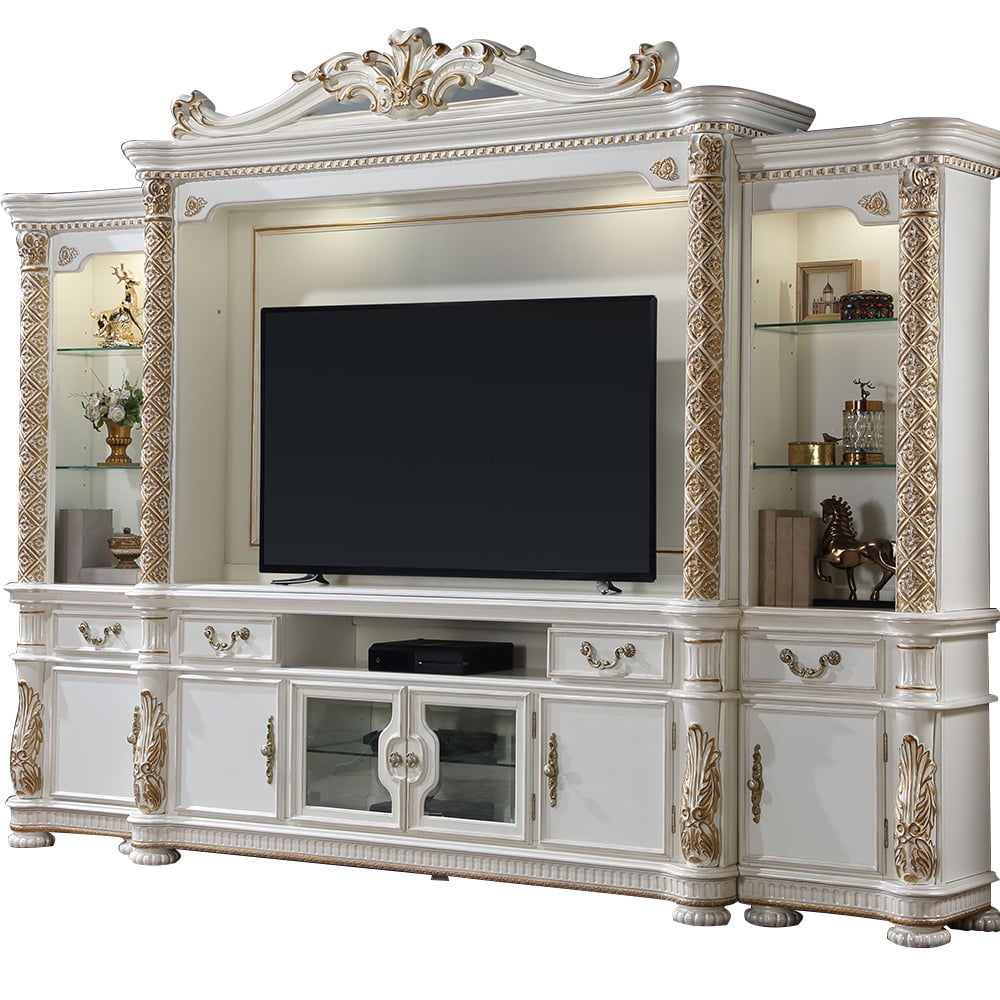 ACME Vendome Transitional Wood Entertainment Center in Antique Pearl