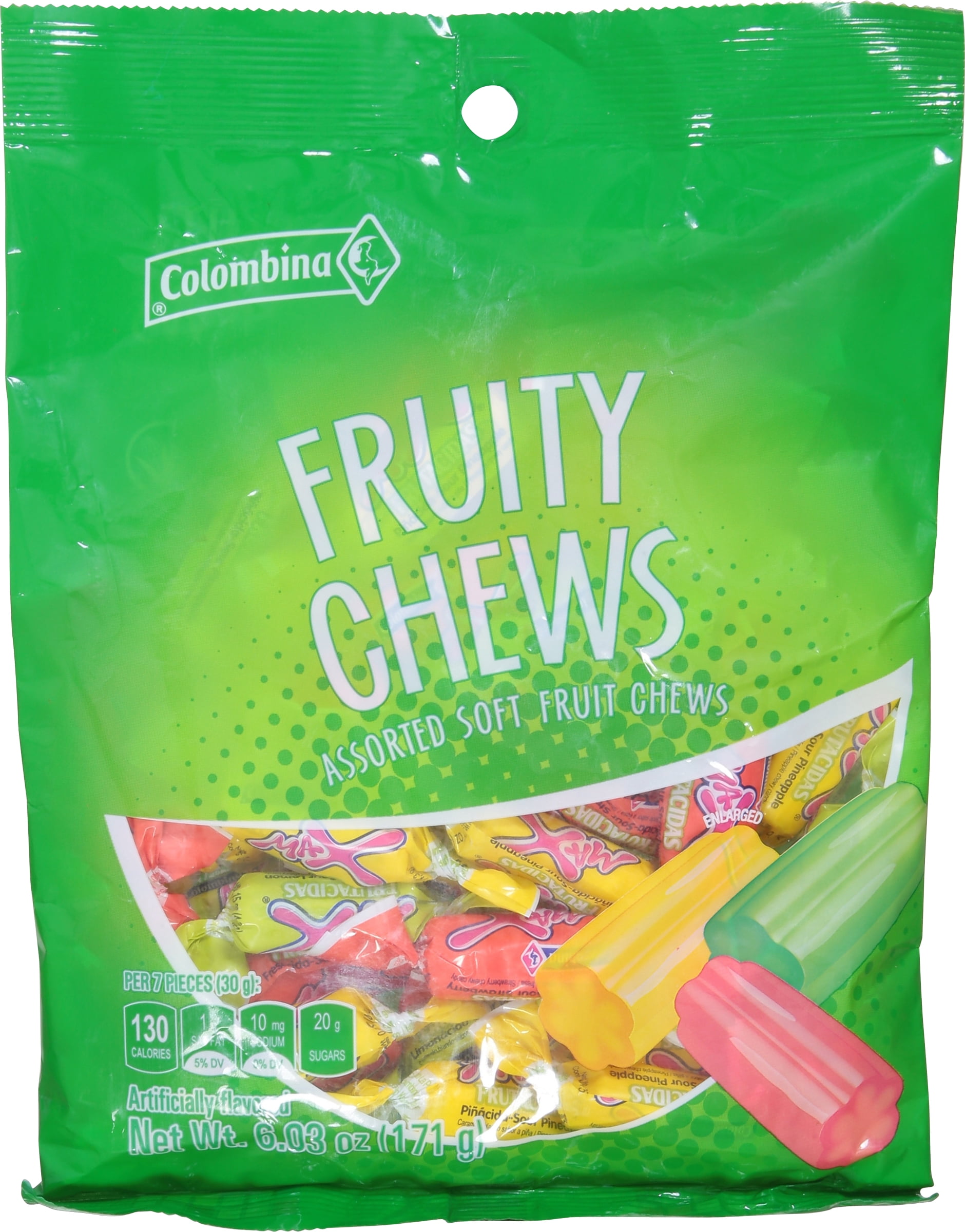 (6 pack) Colombina Fruity Chewy Candy, 6.03 oz