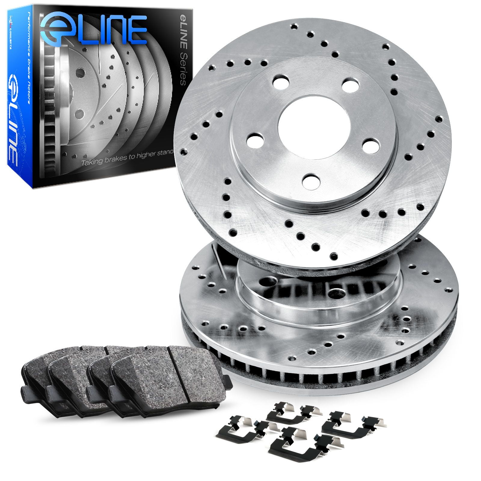 Front Drill And Slot Brake Rotors & Ceramic Pads For 1994-1999 Ram 2500 3500