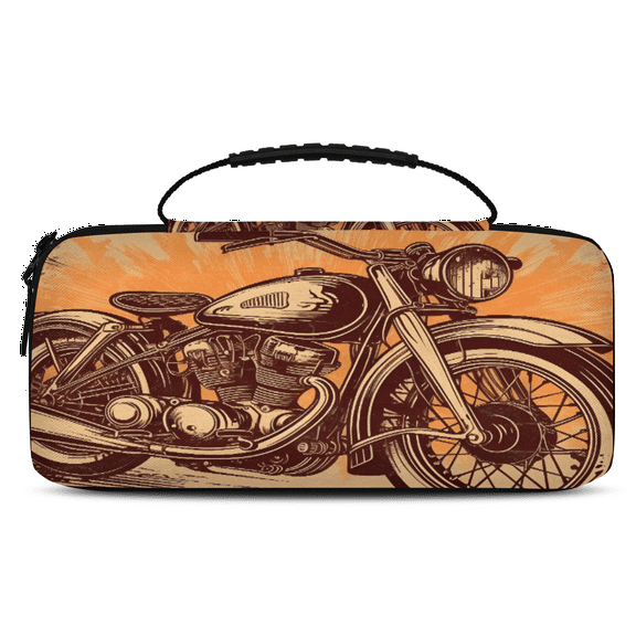 Herdesigns Cool Carry Case Compatible with Nintendo Switch 2017 & Oled 2021, with 20 Game Card Slots, Vintage Motorcycle Portable Travel Carrying Case Pouch for Accessories & Games