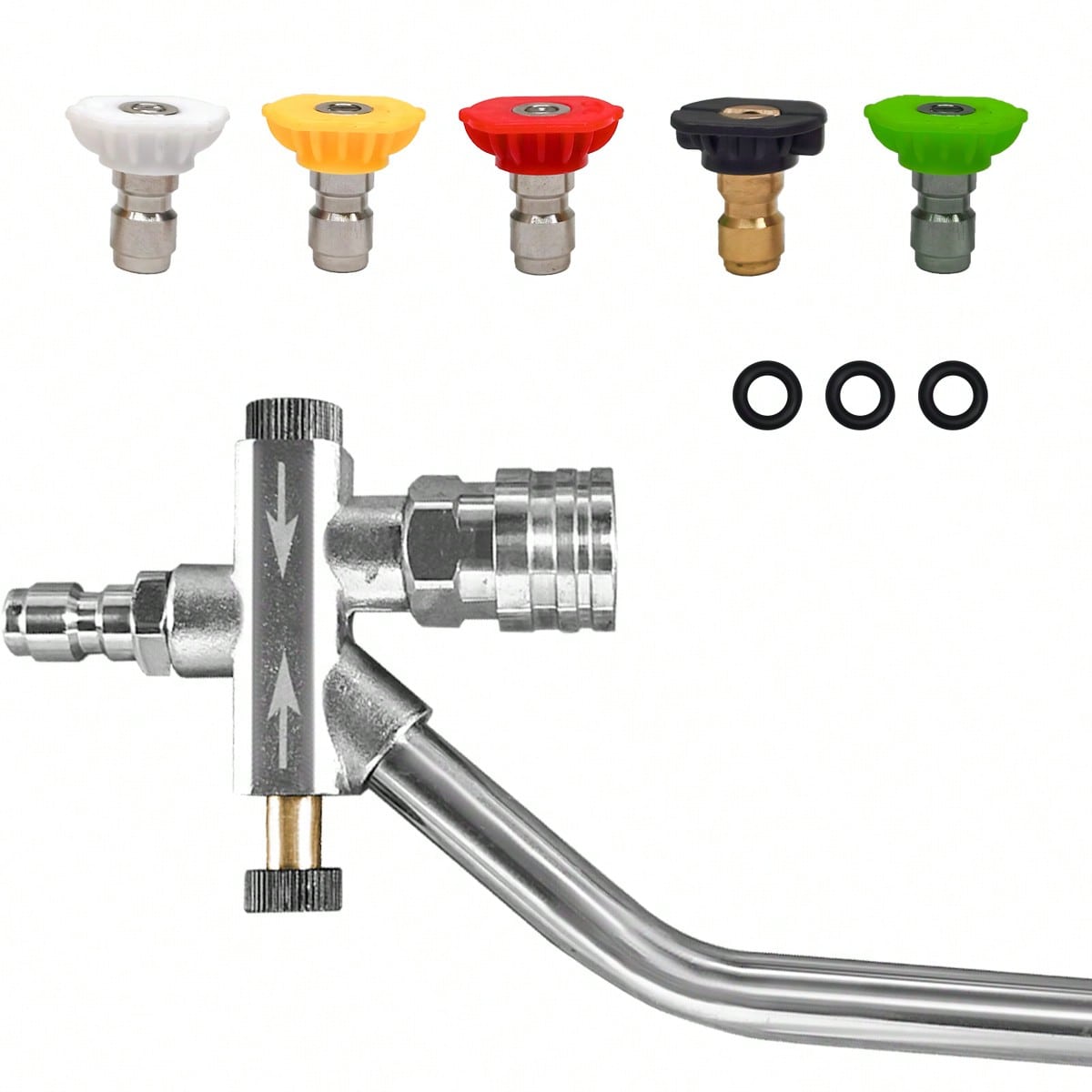 Foam Cannon Dual-Connector Accessory, Pressure Washer Double Tip Attachment for Foam Cannon, Pressure Washer Accessories with 1/4" Quick Connect for Car Wash, 5 Pressure Washer Sprayer Nozzles