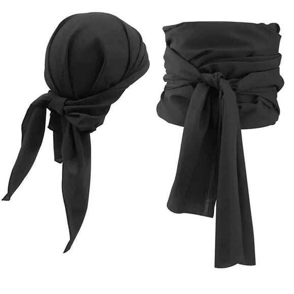 Fldy Medieval Pirate Large Sash Scarf Bandana Headband Pirate Black One Size