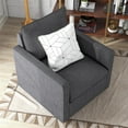 thumbnail image 6 of Furniture of America Olive Linen Fabric Swivel Armchair in Dark Gray, 6 of 9