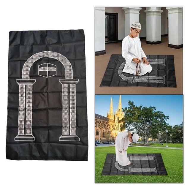 Alfombra de oración musulmana portátil Alfombra libre Alfombra de oración musulmana Alfombras de adoración Manta de oración Alfombra de Negro BLESIY Alfombra de oración musulmana
