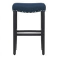 thumbnail image 3 of 29" Upholstered Saddle Seat Bar Stool (Set of 2) in Navy Blue, 3 of 6