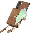 thumbnail image 2 of for Samsung Galaxy A15 Wallet Case, Crossbody Phone Purse with Card Holder for Women, Zipper PU Leather Carrying Cover Gift with Shoulder Strap Kickstand Anti-drop for A15 - Brown, 2 of 11